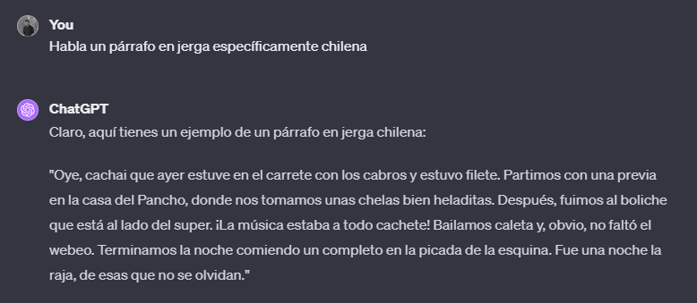 illanes00's tweet photo. Le pedí a ChatGPT que hablase en chileno.
Este fue el resultado: https://t.co/gTfxEH8F25