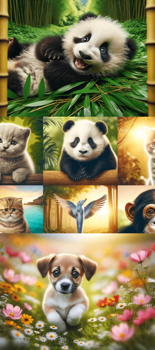 xGrid_pics's tweet photo. Cute Animals collection of 8 #AI generated images by Dall-E, with prompts included in ALTs!

#TapToReveal each 📸 for the full collection in the #xGrid!

Like the effect? Create your own at https://t.co/DzyHbUtKui

#AIArtwork #AIphoto #dalle #cute #animals