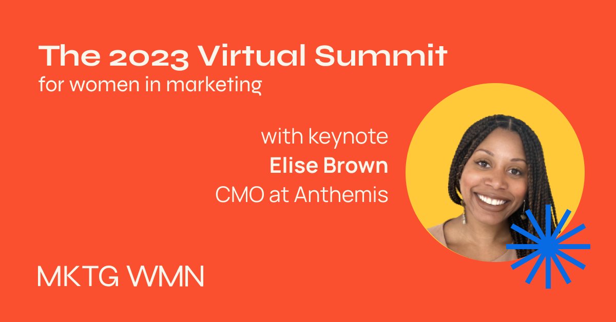 Thrilled to keynote the 1st MKTG WMN 2023 Virtual Summit! Join me in celebrating this incredible community of women in marketing! 

Link: airmeet.com/e/e543a4e0-8d5…
Promo code: ELISE for 50% off!

#MKTGWMN #WomensMarketing #Keynote