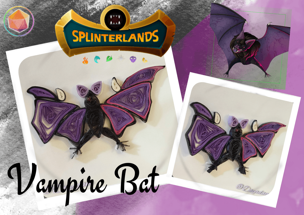 Darcy1387's tweet photo. Les dejo mi participación en el #splinterlands art contest de esta semana donde materialicé la imponente carta Vampire Bat en 2D en la técnica de quilling @splinterlands @DiyhubH #hive #art #spt #diy

https://t.co/9xLaxKuaMi https://t.co/YI86onu8nC