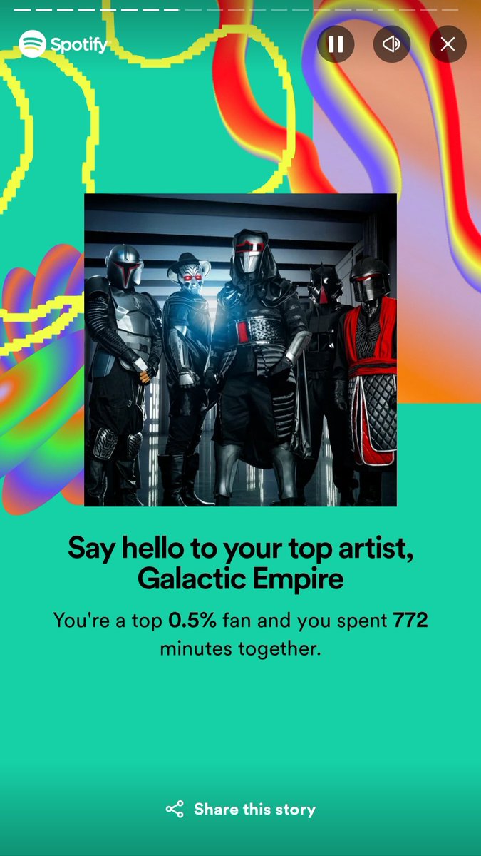My top song this year was the Mandalorian theme cover, and my #3 (and my personal favorite) was the Jurassic Park theme cover. @GalacticEmpire8 #SpotifyWrapped #SpotifyWrapped2023