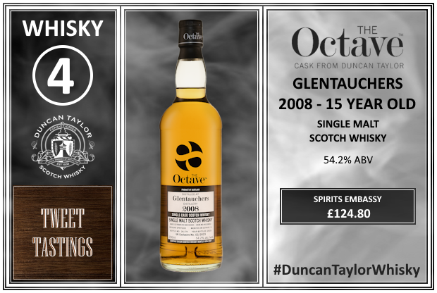 Okay #DramFam it’s time to move onto our fourth dram of the night: <a href="/dtcwhiskies/">Duncan Taylor Co</a> The Octave Glentauchers 2008. What does this dish up and deliver on the nose? #DuncanTaylorWhisky #Scotch #Whisky