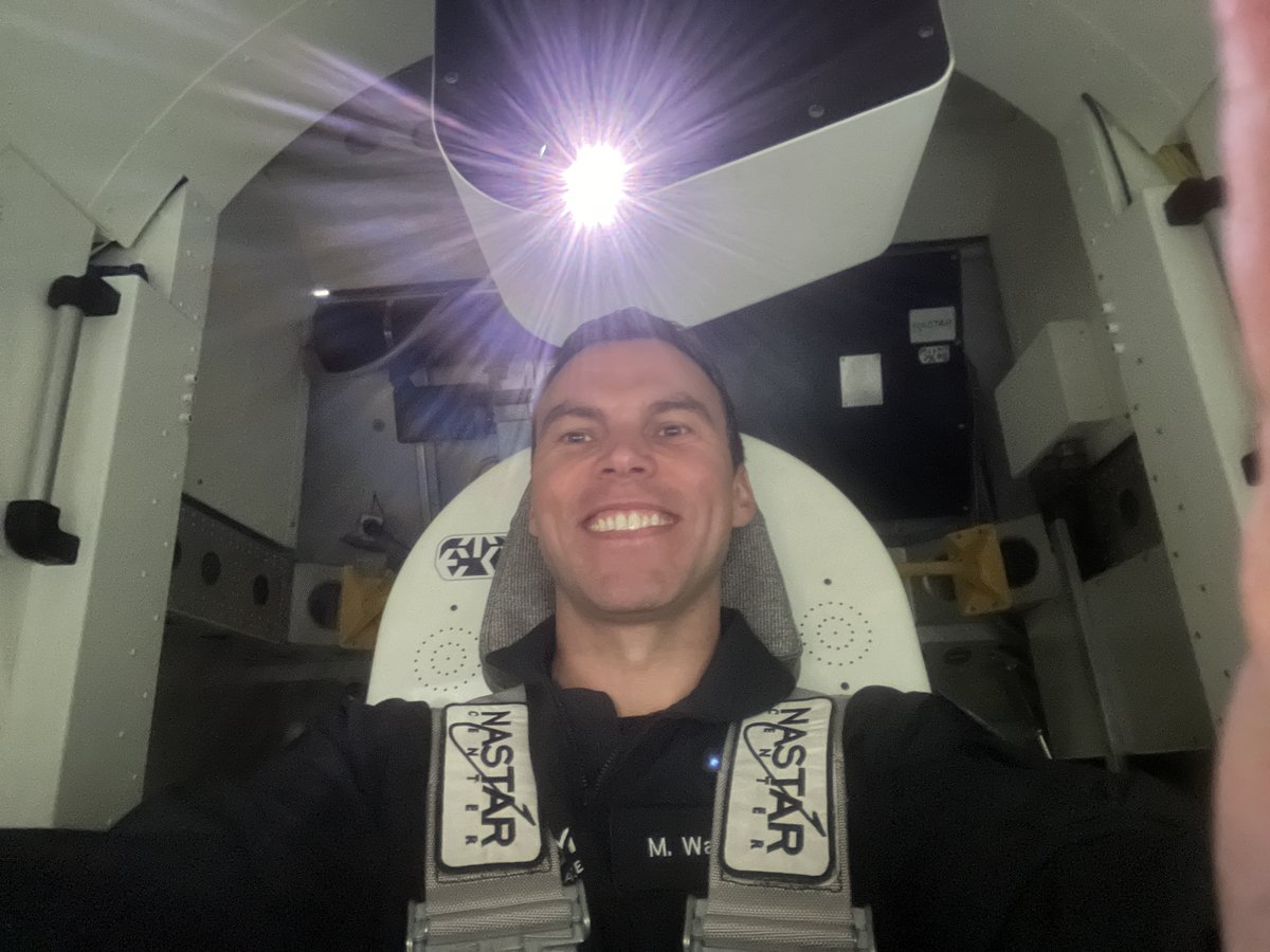 astro_marcus's tweet photo. A couple of months ago I had a new experience of g-forces during my astronaut training. ⁣👨‍🚀
⁣
Throughout my career as a fighter pilot and test pilot, I have been in the centrifuge pulling lots of g-loads many times. During those runs, when simulating turning with a fighter jet, the perceived force is directed from the head down into the seat. When launching on a rocket towards space, you are seated in a lying position, which directs the force perpendicular to the chest instead.⁣ 
⁣
Having the force pushing you back in the seat is much more comfortable than down in the seat, since the latter will force your blood from your brain, and you must do straining maneuvers to not pass out. However, the time you are under continuous acceleration is generally much longer when launching to space than turning with an aircraft.⁣

During this centrifuge ride in particular, I withstood the high levels of acceleration during ascent and reentry of the @SpaceX's Dragon spacecraft that will take me to the @Space_Station and back.
⁣
#Muninn #Ax3⁣