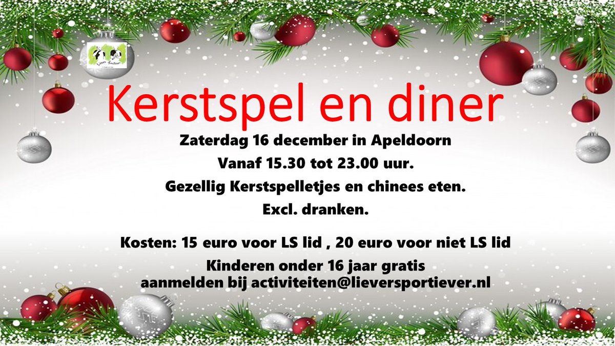Hoi,

Kom je ook gezellig met kerstspel meedoen?

Dan meld je activiteiten@lieversportiever.nl