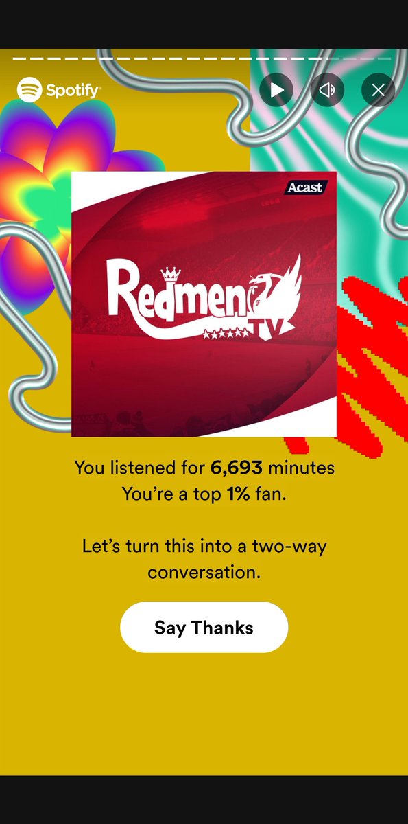 Limited_Rolo's tweet photo. @TheRedmenTV 

Just seen my yearly Spotify wrapped. https://t.co/kUGWLLiPqp
