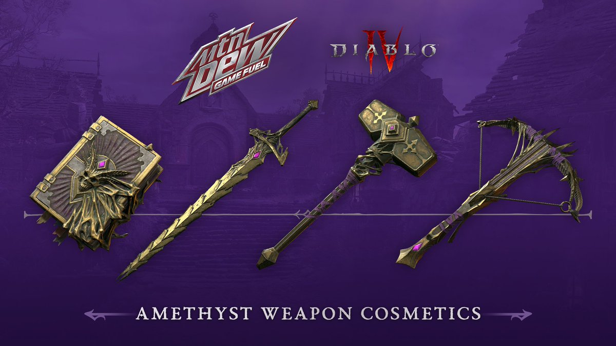 It’s like a Precision Elixir. In a can. Unlock Amethyst Weapon Cosmetics and more #DiabloIV items by redeeming on-package @MTNDEWGaming codes. blizz.ly/47kDusg