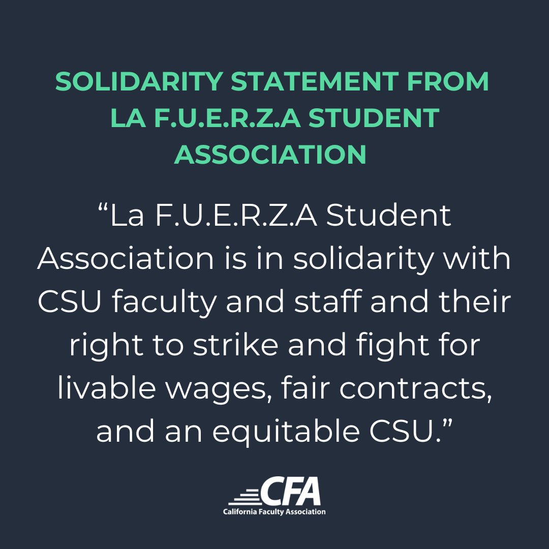CFA_United's tweet image. Solidarity statement from @lafuerzacsulb. Our students and faculty deserve better @calstate #RaiseTheFloor