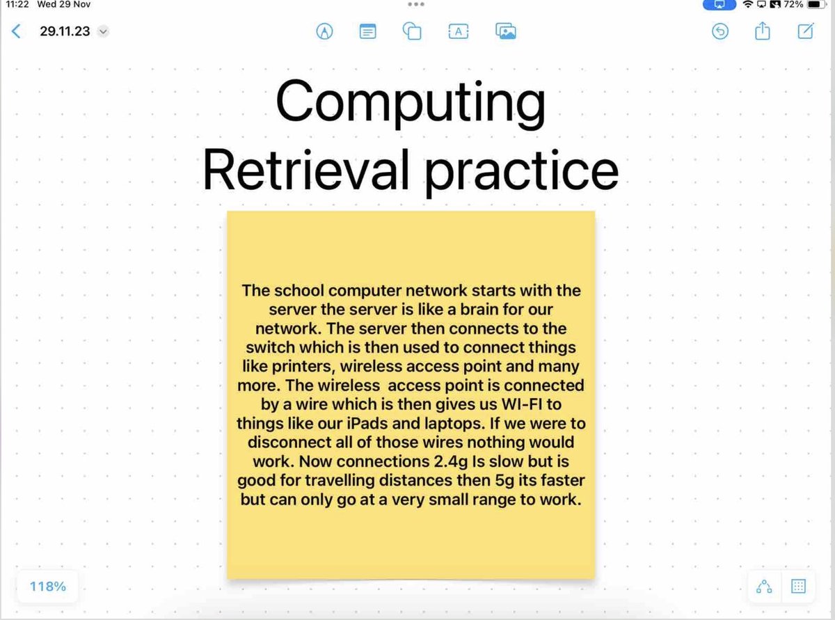 ComputingHG's tweet image. Y6: Retrieval practice 

Describe how the school computer network operates. 

Year 6 were able to retrieve learning from y4 and add new learning from last topic to describe the school computer network.

#HardwickGreenPA
#HardwickComputing
#ELTComputingY6