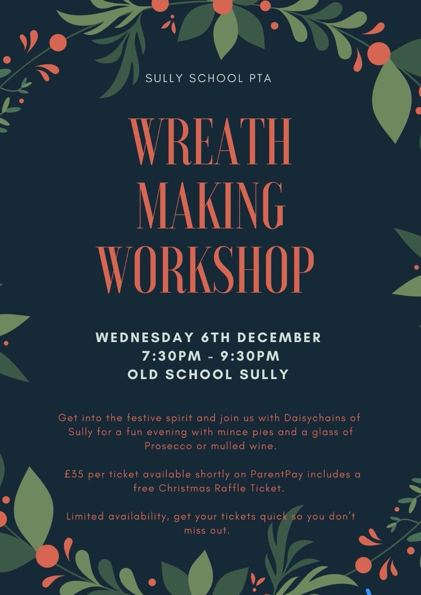 SullySchoolPTA's tweet photo. Don't forget to book your ticket for a fun, festive night out! Back this year by popular demand. £35 including expert tuition, free prosecco, mulled wine and chocolates. https://t.co/1Ejiw7a7Gj