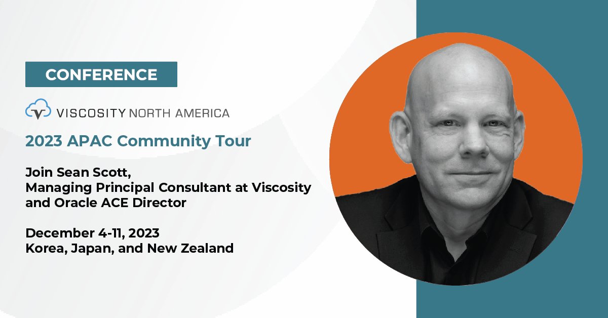 ViscosityNA's tweet photo. Last call to join the #APACTour2023! Dec 4-11, 2023. Korea, Japan, & New Zealand. 7 eye-opening sessions by Oracle #ACED @oraclesean.
Register today! https://t.co/suydOMRWMj
#VNA23 #OraPub #APACOUC #oraclecloud #oracleaces #oci #orcldb @apacouc https://t.co/UpByRQ41as