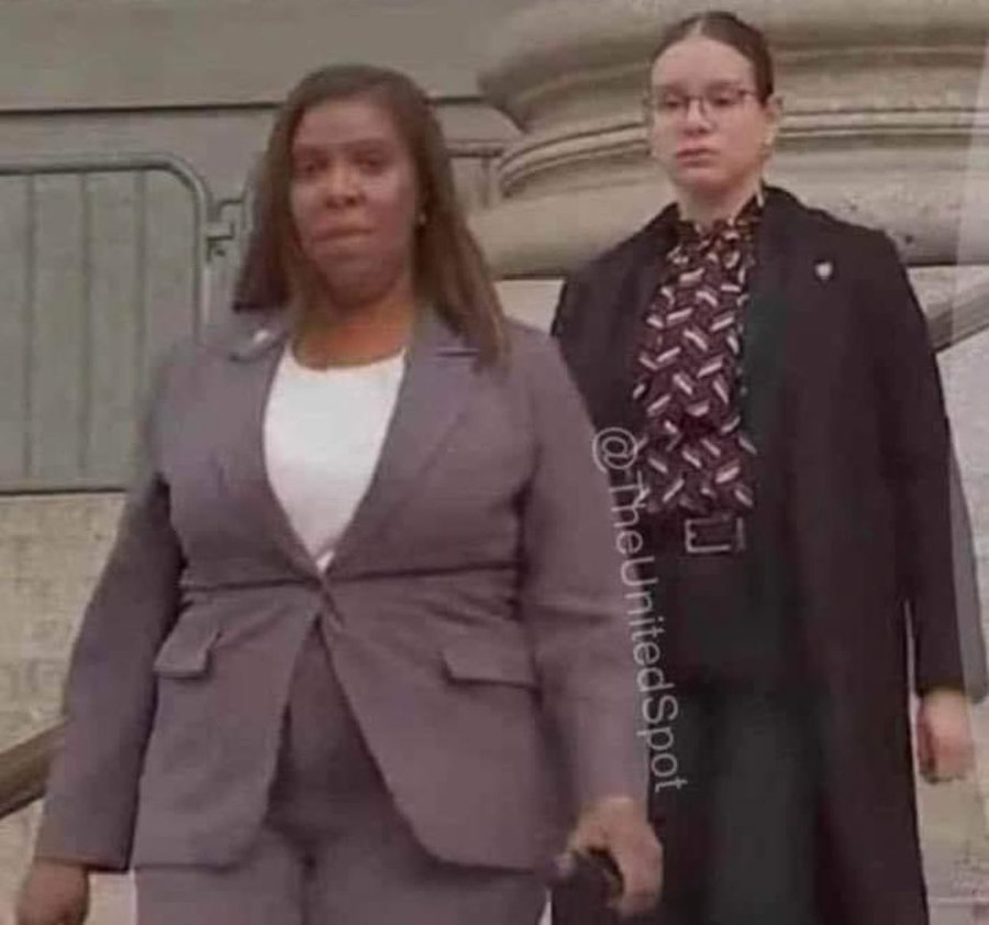 Nothing works harder than a button on Letitia James’ pantsuits.