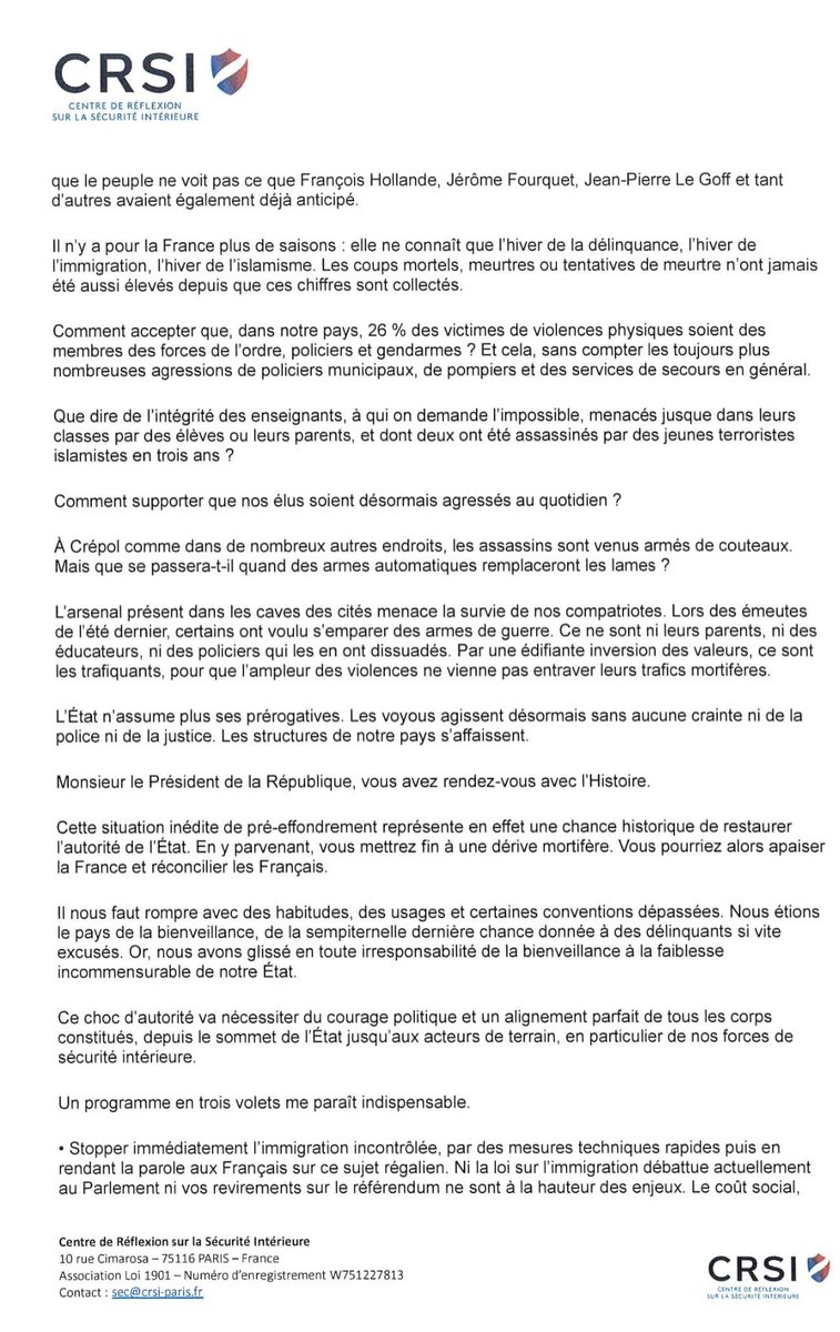 MontbrialAvocat's tweet photo. 🔷Ma lettre à ⁦@EmmanuelMacron ⁦@Elysee⁩ : Le peuple de 🇫🇷 attend un choc d’#autorité!🔷
 #sécurité #immigration #justice ⁦⁦@CRSI_Paris⁩ ⁦@Valeurs⁩ ⁦ https://t.co/pCvkYboDKh