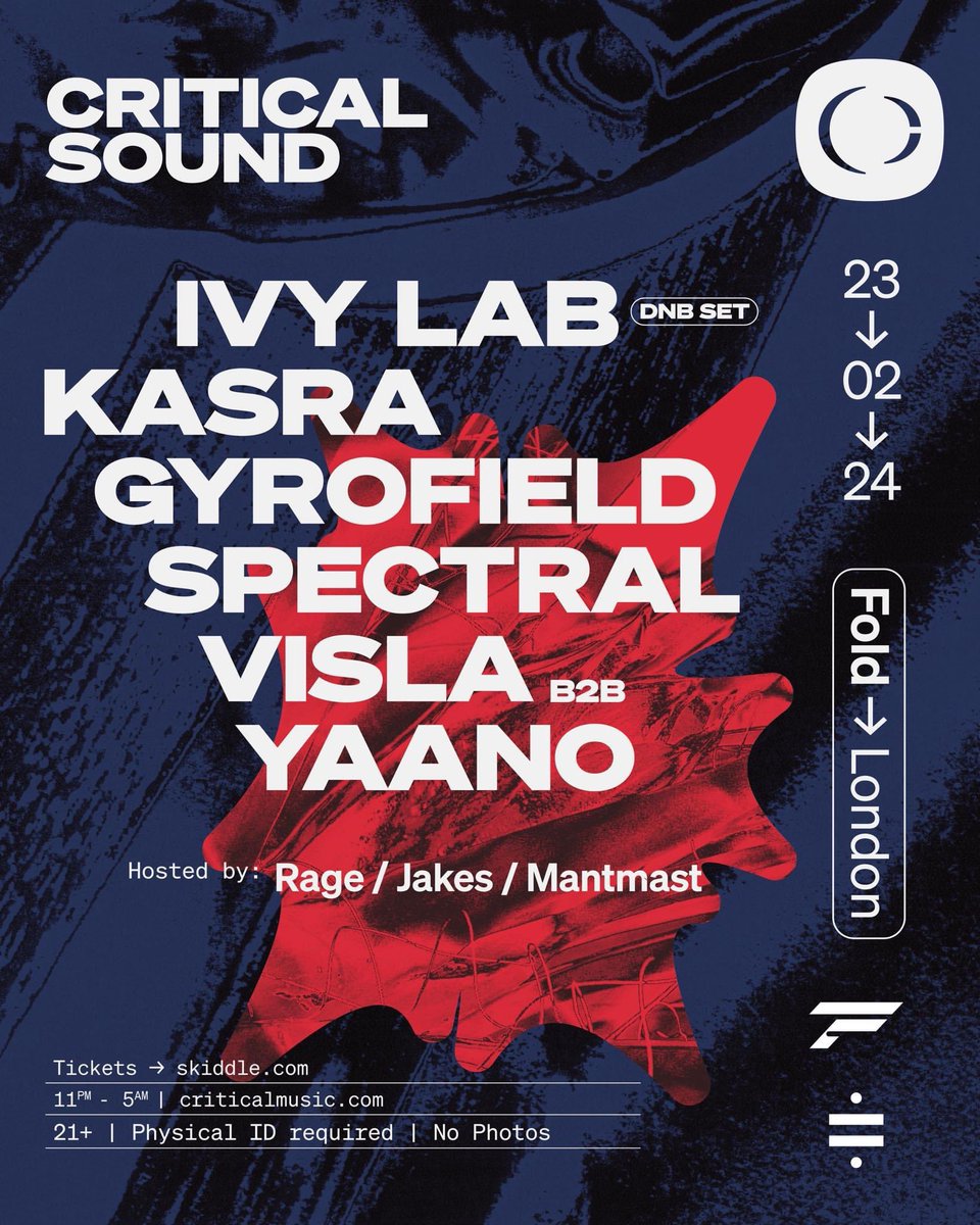 Critical Sound x FOLD // line-up announcement Championing Drum & Bass sonics in a brand-new space for Critical Sound events, breaking new ground with this collaboration that has been hard to keep under wraps.