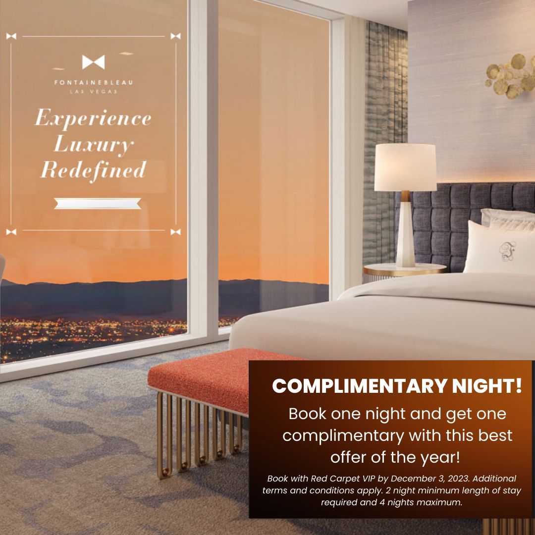 Savor spectacular. Book one night and get one on us with this limited-time offer at Fontainebleau Las Vegas. Hurry as this offer won't last! 
#travel #luxurytravel #travelgram #explore #vacation #adventure #foryou #Fontainebleau #FontainebleauLasVegas #hotel #luxuryhotel