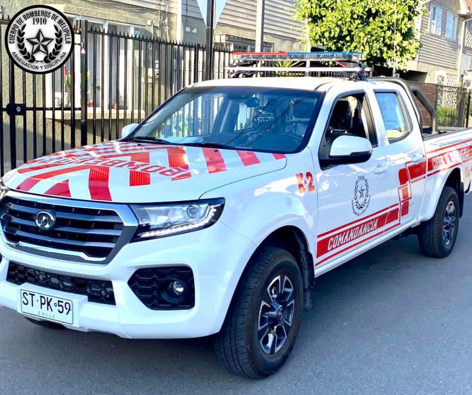 👩🏻‍🚒👨🏻‍🚒🚒 Este sábado entró en servicio la nueva camioneta de la Comandancia de nuestro <a href="/cbmelipilla1910/">Cuerpo de Bomberos de Melipilla</a>, entregada en comodato por <a href="/munimelipilla/">Municipalidad de Melipilla</a> a nuestra institución. (1/2)