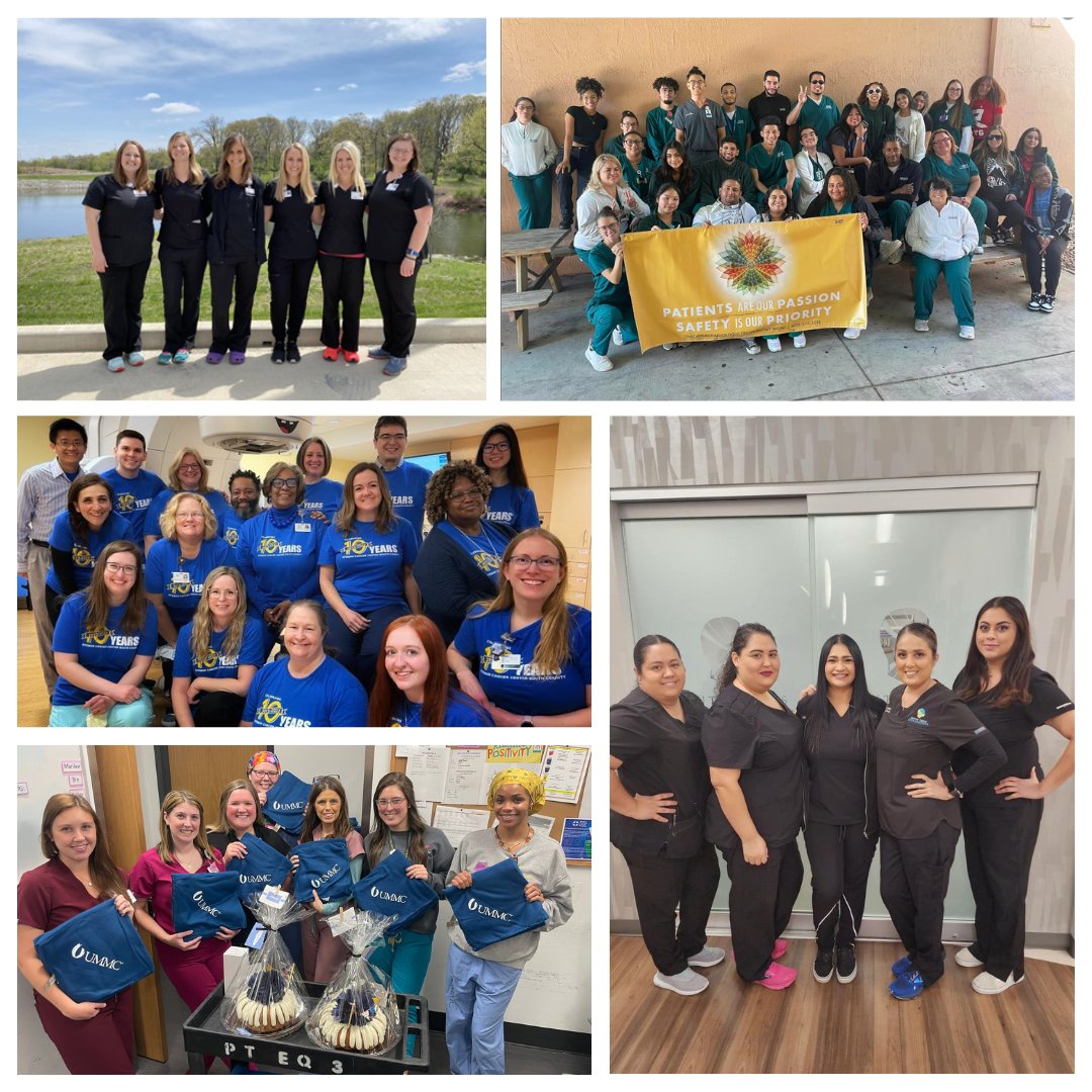 ASRT's tweet photo. Radiologic technology students at @KeiserU, @WashURadOnc, @UMMCRads and @southtxsinus had a blast celebrating #NRTW! Who’s already excited for next year? #NRTW2023 #NRTW #RadTech #RadTechLife #MedicalImaging #RadiationTherapist https://t.co/K2s6MgEZ8H