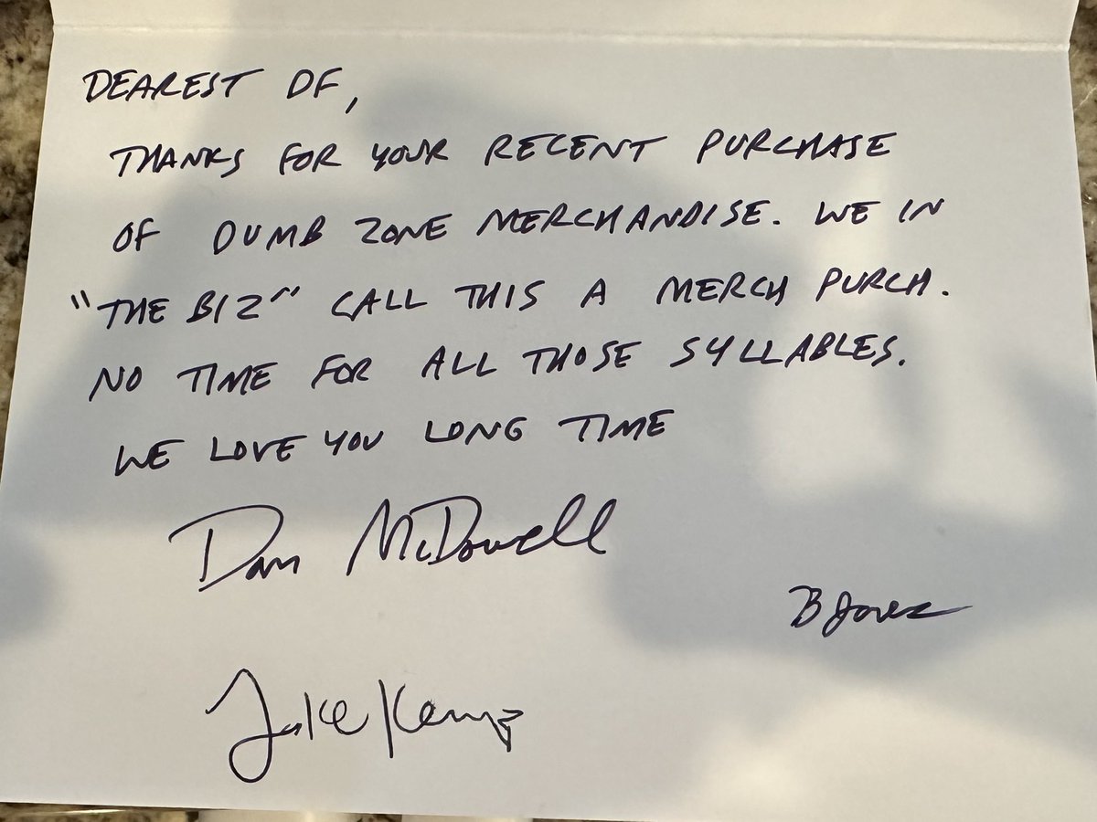 ThatGuyJerry's tweet photo. Thanks for the thank you letter #MerchPurch @thedumbzone https://t.co/rwIEMM8794