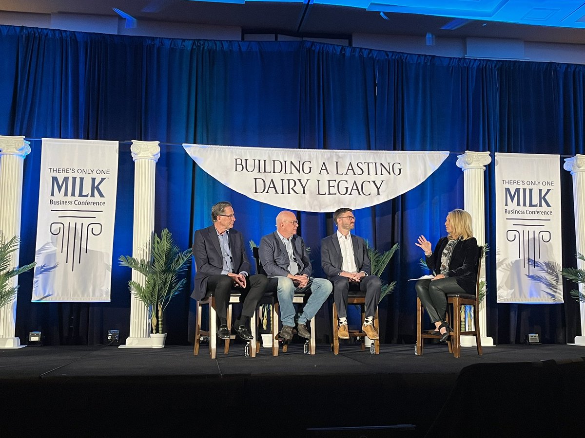 STLMelB's tweet image. Happening now! The @USFarmReport with @Tyne_Ag at the @FarmJournalMILK Business Conference with @cheeseanalyst of @RaboFoodAgri @RaboAg discussing the Dairy market and milk prices. #milkmarkets #milkbusinessconference 
#dairynews