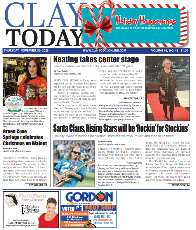 A sneak peek for tomorrow's issue, the inside scoop on all of the "Holiday Happenings" in Clay County. You're not going to want to miss this!