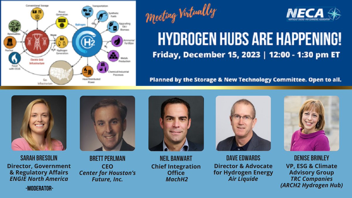 HYDROGEN HUBS ARE HAPPENING! Join our webinar on 12/15 to hear from hydrogen hub representatives: learn about these hubs, their selection processes & how hydrogen can be leveraged in the transition of US energy sources. Click to register: necanews.org/events/hydroge….