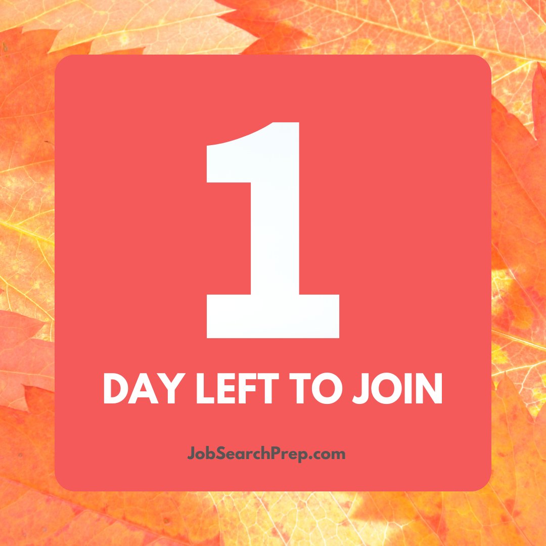 ⏰ 1 Day Left! 🚨 Tomorrow is the last day! Join The Prep Club for Career Success before midnight and unlock exclusive November benefits. Elevate your career journey starting now! 🌐 JobSearchPrep.com/Club #LastDayTomorrow #CareerElevation
