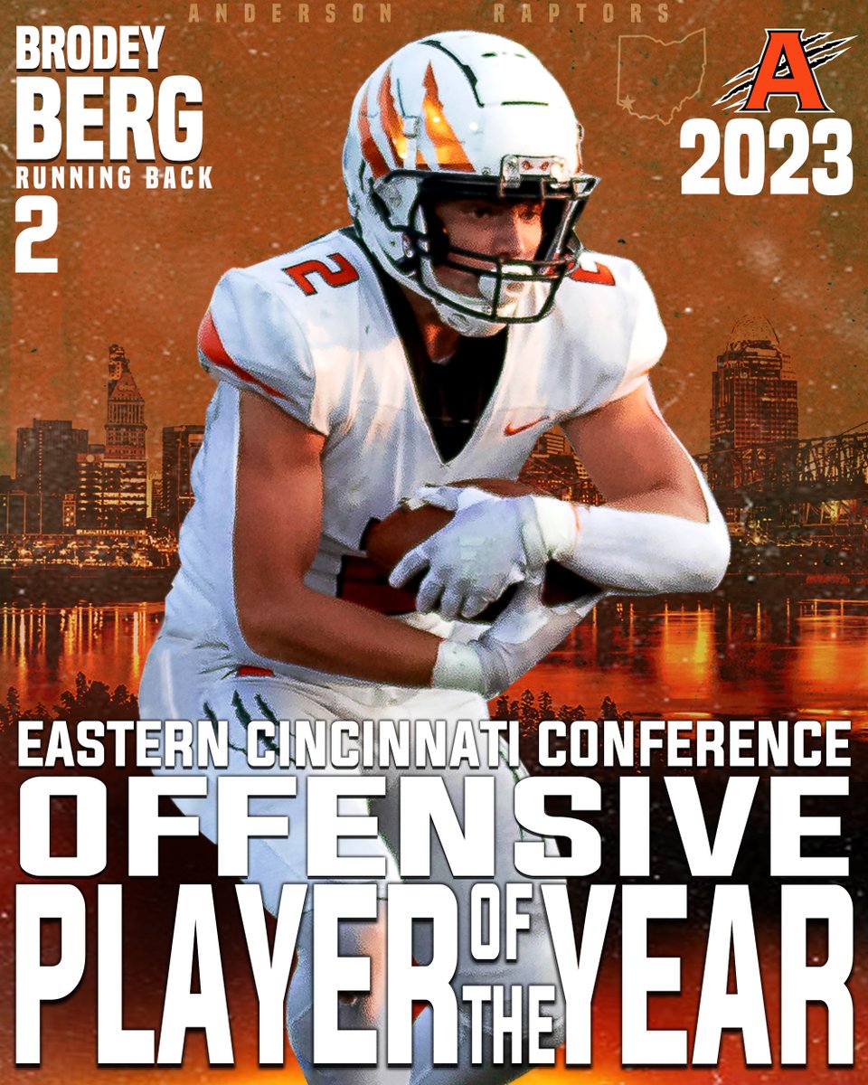 Congratulations to Brodey Berg for earning First Team and Offensive Player of the Year ALL-ECC honors for the 2023 season! <a href="/_AHS_Football/">Anderson Football</a> <a href="/CoachEvanDreyer/">Evan Dreyer</a> <a href="/AHS_TDClub/">AHS Touchdown Club</a>