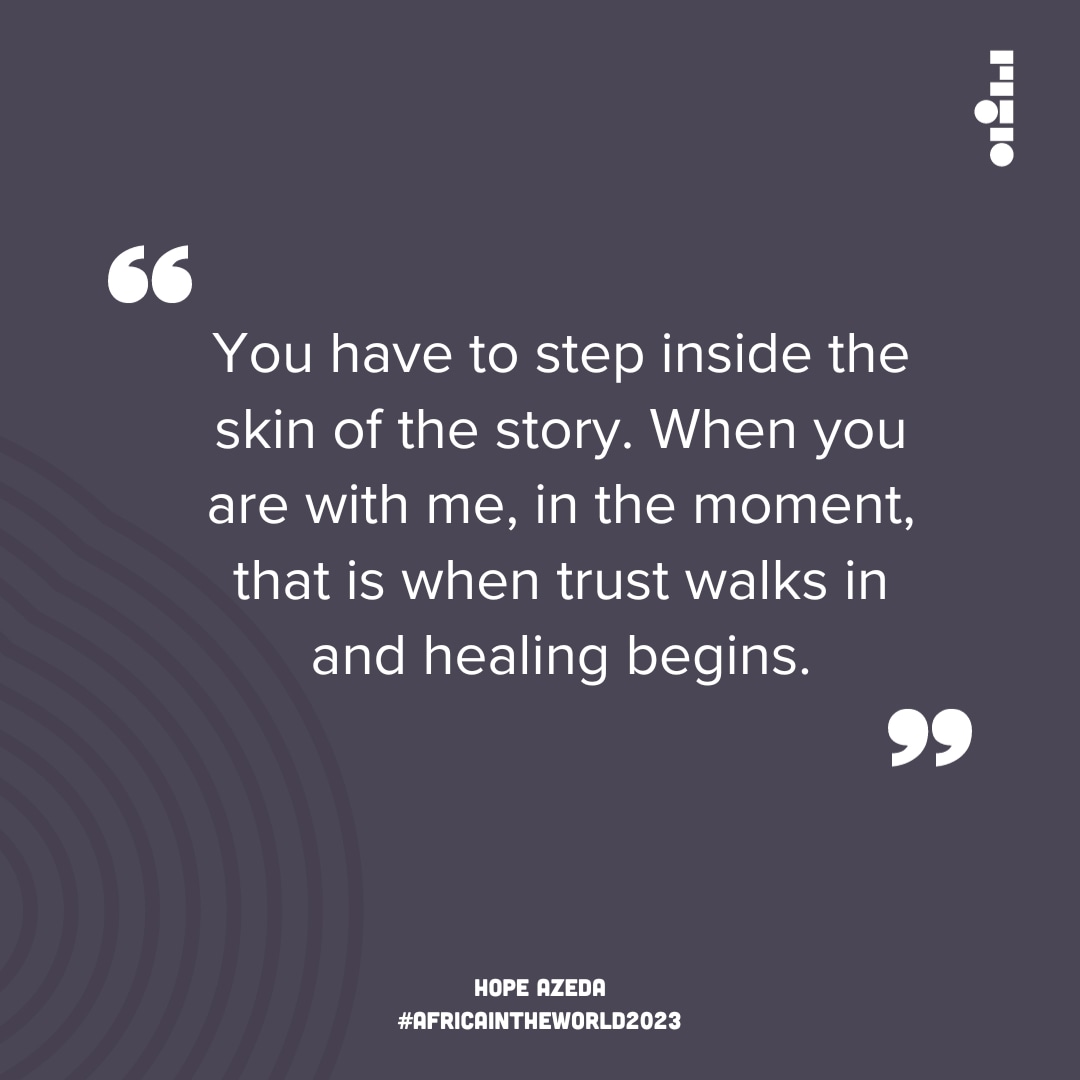 Speaker, @HopeAzeda on the process of healing through art. #AfricaInTheWorld