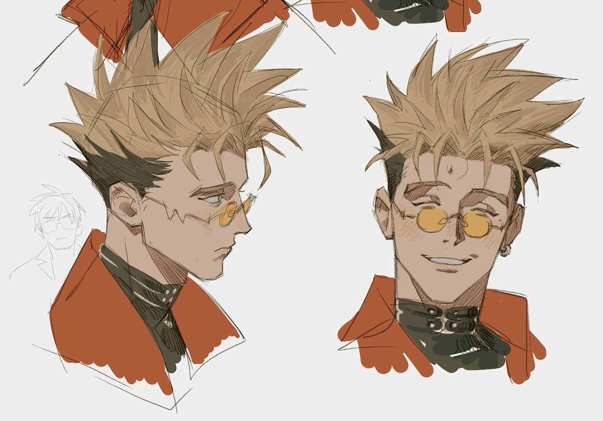 sol_rust's tweet photo. [trigun] old-ish vash and wolfwood sketches https://t.co/otJQLM1fNd