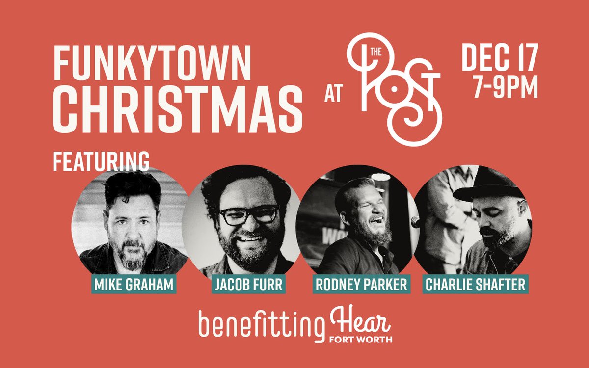 Just announced | 1.17.23 | Funkytown Christmas with Mike Graham, Jacob Furr, Rodney Parker and Charlie Shafter at The Post. 
Ticket sales benefit the Hear Fort Worth Travel Grant Program for touring artists. Tickets on sale now:  afallon.odoo.com/r/Z9i
#hearfortworth #songswap