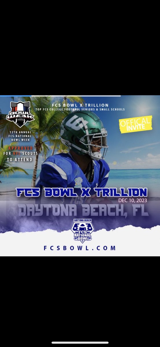 <a href="/FCSBOWL/">TRILLION FCS BOWL</a> thank you for this opportunity. See you in Daytona.