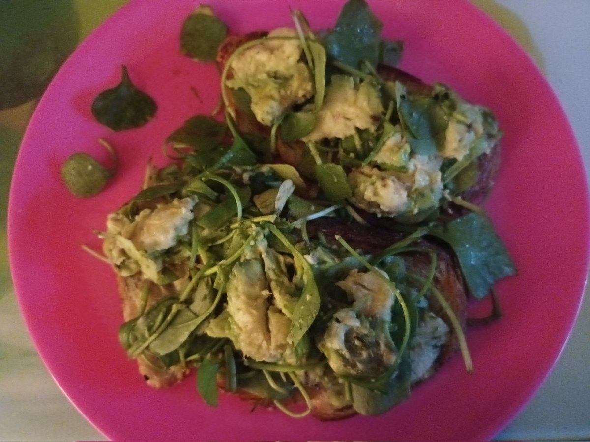 StokeyFood's tweet photo. 😋Smashed Avocado, Winter Purslane (Forest Lettuce), on warm, slightly toasted Rosemary and Potato  Sourdough Bread.  
Sometimes, less is more.  Thank you, @CaritasWestm @CityHarvest_LDN @DWPgovuk @felixprojectuk @hackney https://t.co/dIIlVRXdhk
