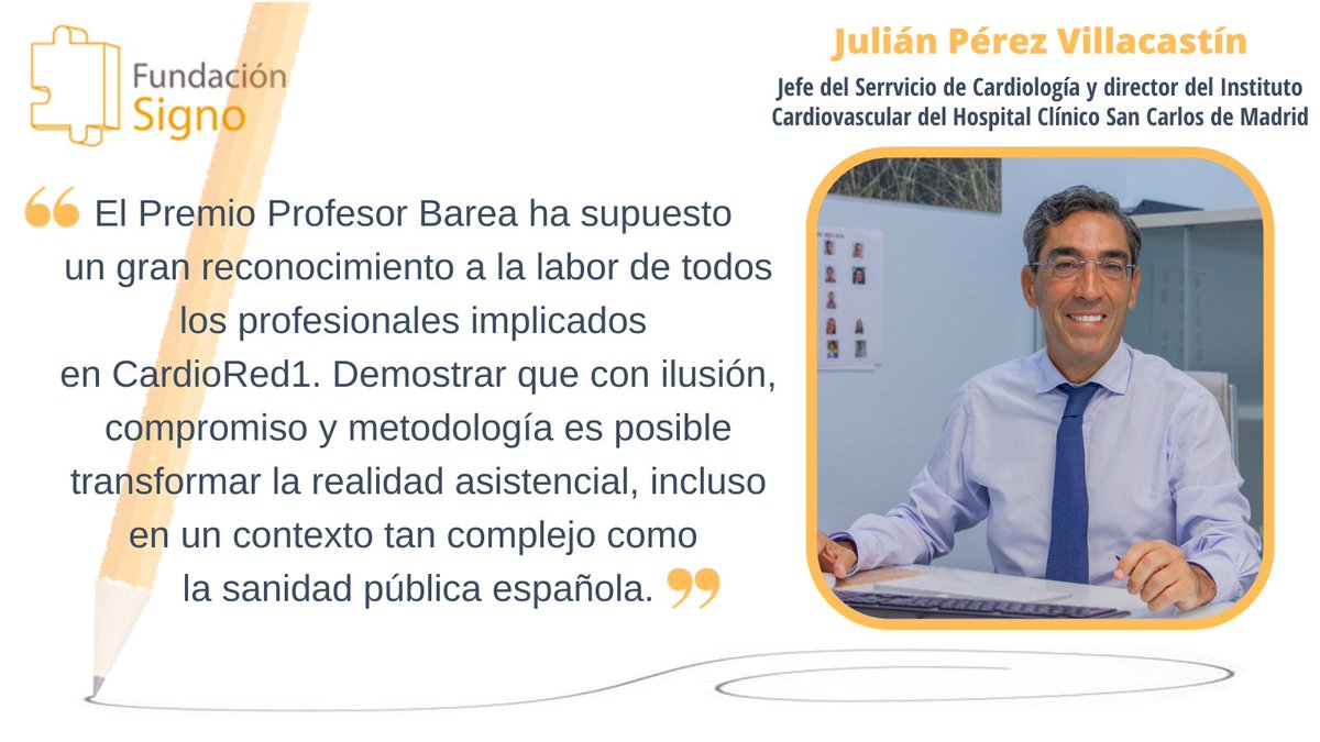 fundacionsigno's tweet photo. #EntrevistaSigno | @jvillacastin, director del Instituto Cardiovascular del Hospital Clínico San Carlos de Madrid, explica cómo funciona #CardioRed1 ❤️, el proyecto ganador en su modalidad en la 20.ª edición de los #PremiosProfesorBarea 2022.

🔗 ¡Clic! 👉🏾 https://t.co/xgkAm095RQ https://t.co/D9gjsjhq5O
