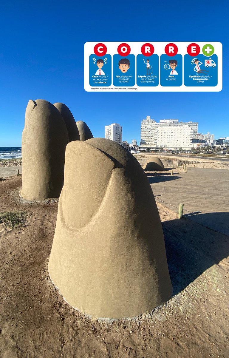 En Punta del este (Uruguay)se CORRE + durante el #GlobalStrokeAlliance / <a href="/SIECV_IASO/">SIECV-IASO</a> 2023. Concienticemos a la población y aprovechamos literalmente los “5 dedos” con estos 5 puntos claves.
#CORRE+ contra el ACV. 
<a href="/WorldStrokeOrg/">World Stroke Org</a> <a href="/ALATACV/">Alianza Joven Latinoamericana contra el ACV</a> <a href="/AlianzaAcvCol/">Alianza ACV Colombia</a> <a href="/ACNeurologia/">Asociación Colombiana de Neurología</a> <a href="/AMEVASC1/">AMEVASC</a>