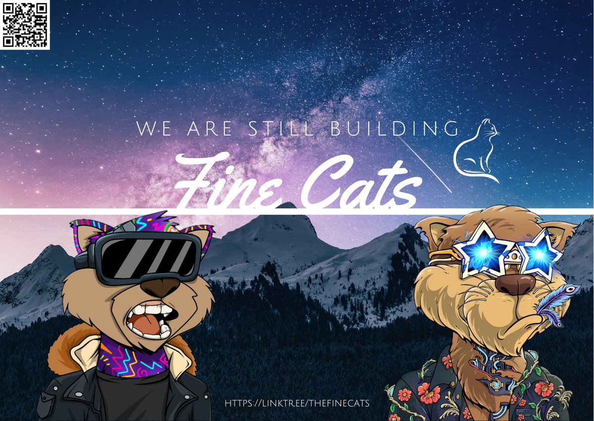 We are still building @TheFineCats <a href="/admiralfinest/">admiral</a> 

The team is learning, growing and pursuing new ideas together. 

We are family <a href="/thinkknathan/">Meoww 🪤🅱️®️</a> <a href="/SteveTollenaar/">Stiefmeister</a> <a href="/Solillooo/">Mir°°Sol</a> <a href="/2911rf/">BLR</a> <a href="/Kinghapper/">BVDHapper 🔔</a> 

Have a great day ✌️