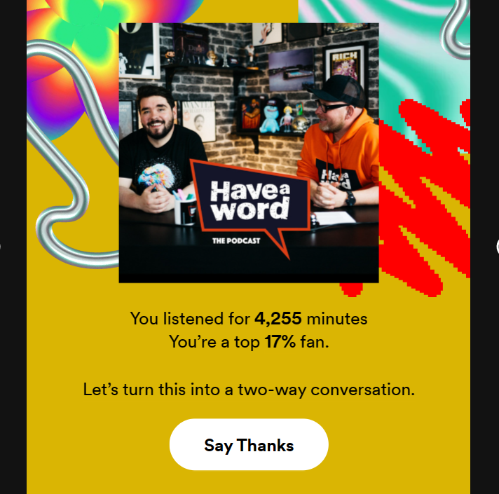 md1106D's tweet photo. @Haveawordpod lets look for the bottom, who is the £10 patron with the least minutes listened on spotify😂 https://t.co/KdjjsTYwtQ