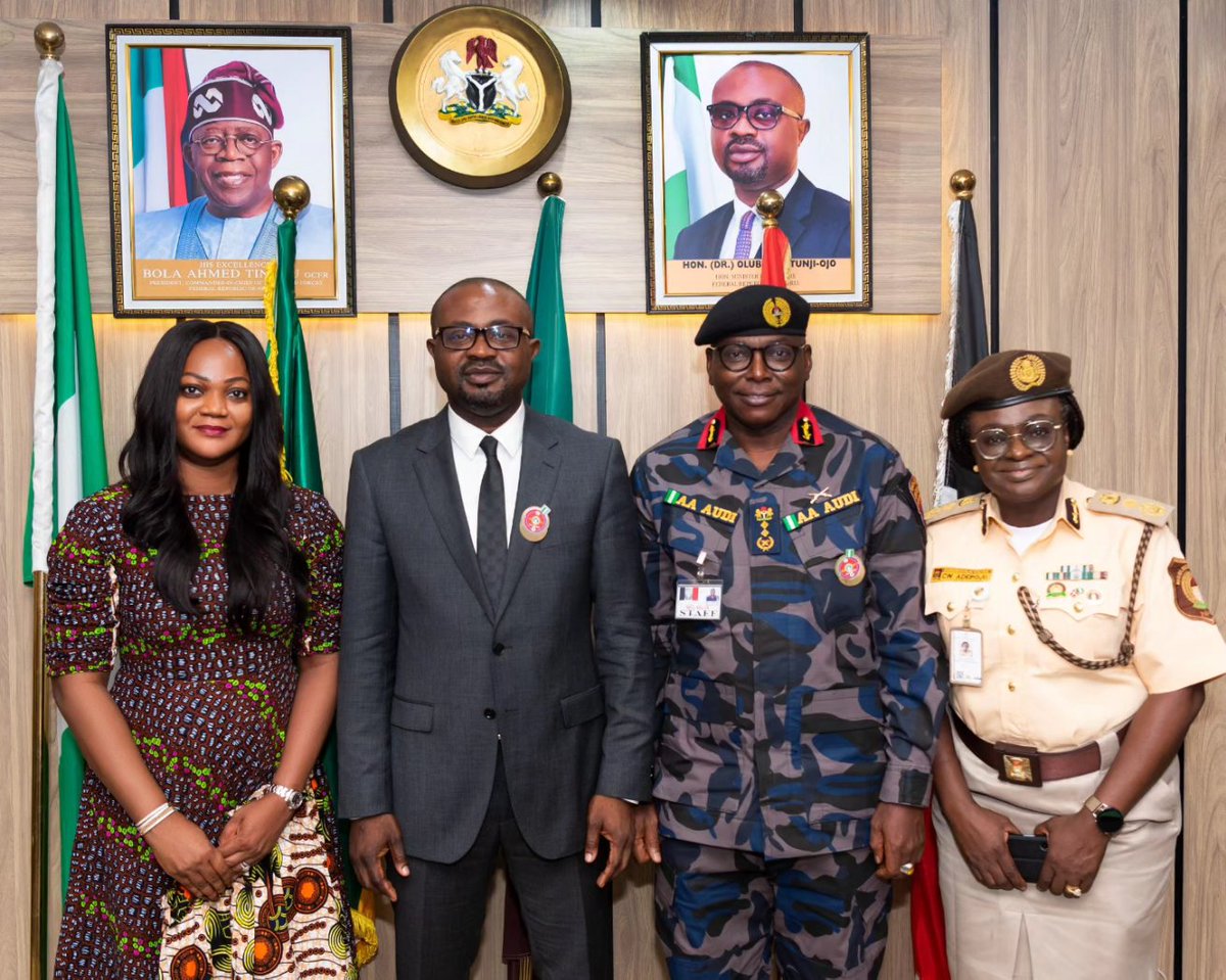 I attended a strategic meeting at the office of the Honorable Minister of Interior, Hon. Olubunmi Tunji-Ojo, alongside the Acting CG of Immigration, DCG Adepoju Carol Wura-Ola and the Commandant General of the NSCDC,  Dr Ahmed Abubakar Audi on the complete reharmonization of the