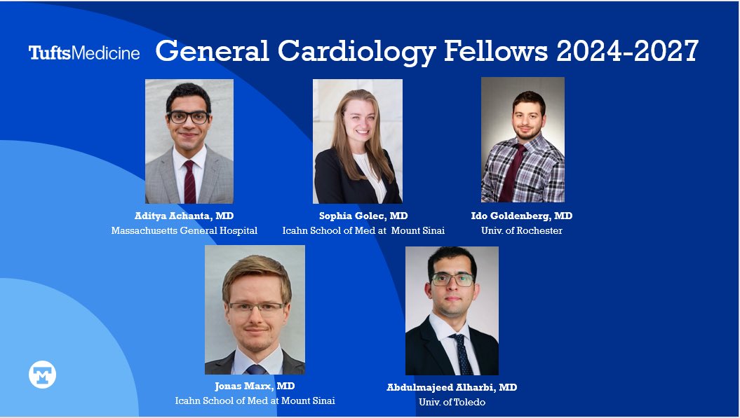 Congratulations to our incoming general cardiology fellows! 🎉 We can’t wait to meet you in person. Welcome to the @TuftsMedicalCtr family!
