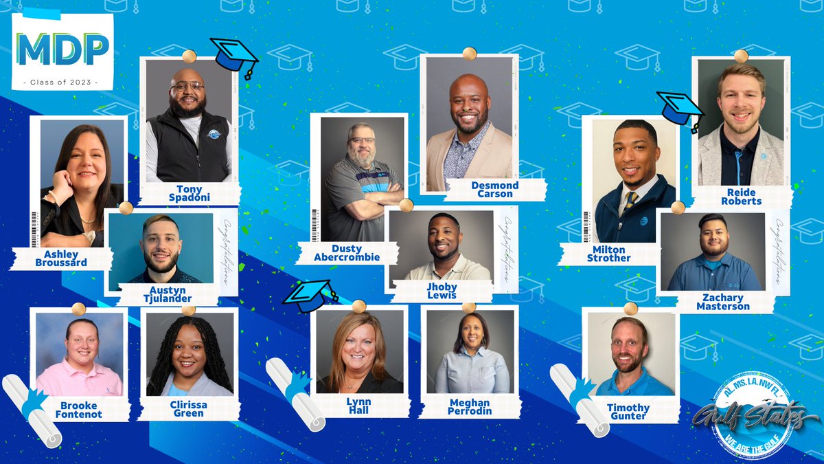 It’s MDP Grad Day! 🎓💙💚 We appreciate your hard-work, dedication and grit you demonstrated in completing this program and being successful in your roles! We love to see developement and this is HUGE! From your entire BIG GULF family - congratulations! #wearethegulf #mdp2023