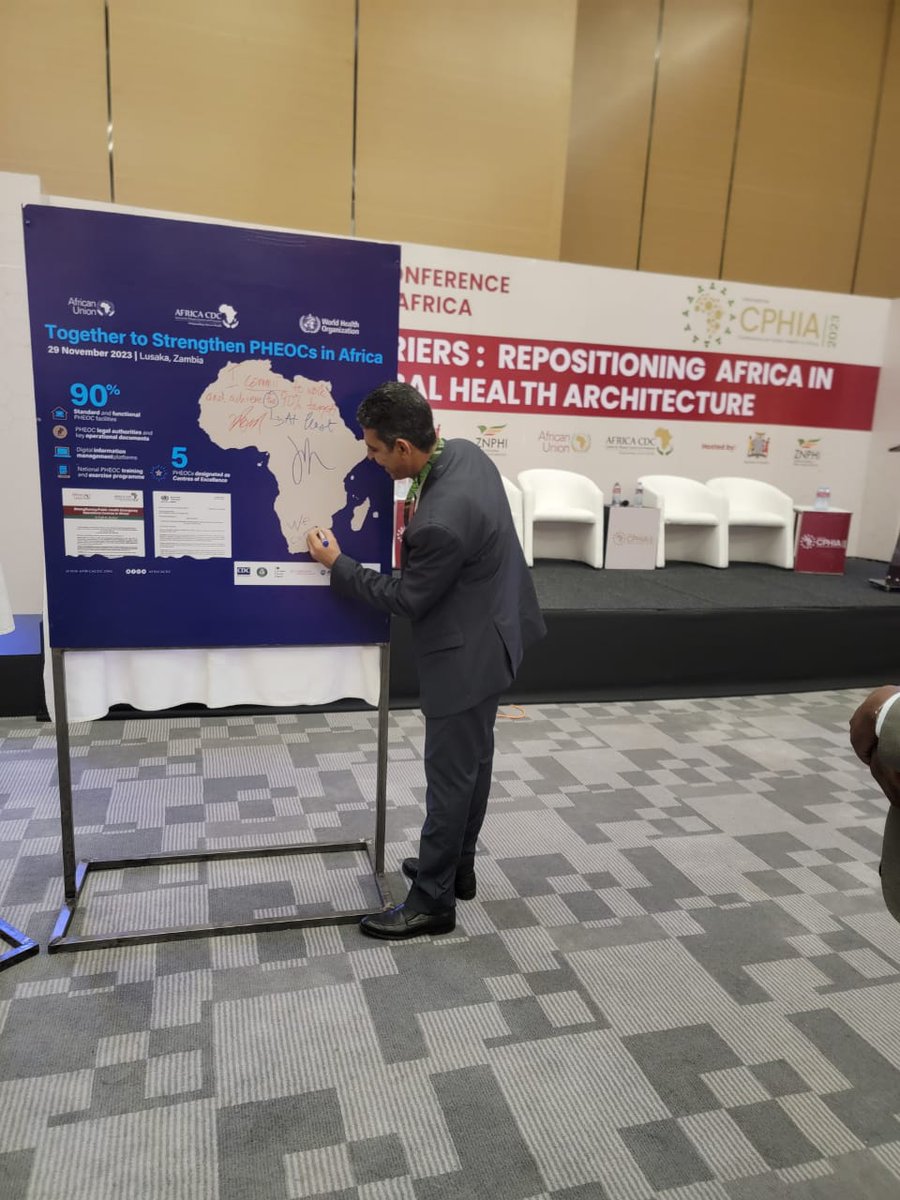 AfricaCDC's tweet photo. It's official! We've launched a visionary plan to fully establish operational Public Health Emergency Operations Centres (PHEOCs) in at least 50 African countries! This strategic plan is a leap toward enhancing regional health preparedness and response. #CPHIA2023 @Jeankaseya2 https://t.co/tDB3Hggsxd
