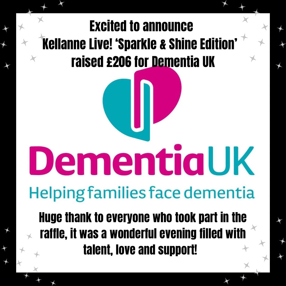 Kellanne Masterclasses (@kellannedance) on Twitter photo Absolute pleasure to announce we raised £206 for <a href="/DementiaUK/">Dementia UK</a> at Kellanne Live! Sparkle & Shine Edition’ ✨
HUGE thank you to everyone who attended Monday evening, to everyone who supported, we can’t thank you enough 💛
Thank you for supporting this incredible charity… Absolute pleasure to announce we raised £206 for <a href="/DementiaUK/">Dementia UK</a> at Kellanne Live! Sparkle & Shine Edition’ ✨
HUGE thank you to everyone who attended Monday evening, to everyone who supported, we can’t thank you enough 💛
Thank you for supporting this incredible charity…