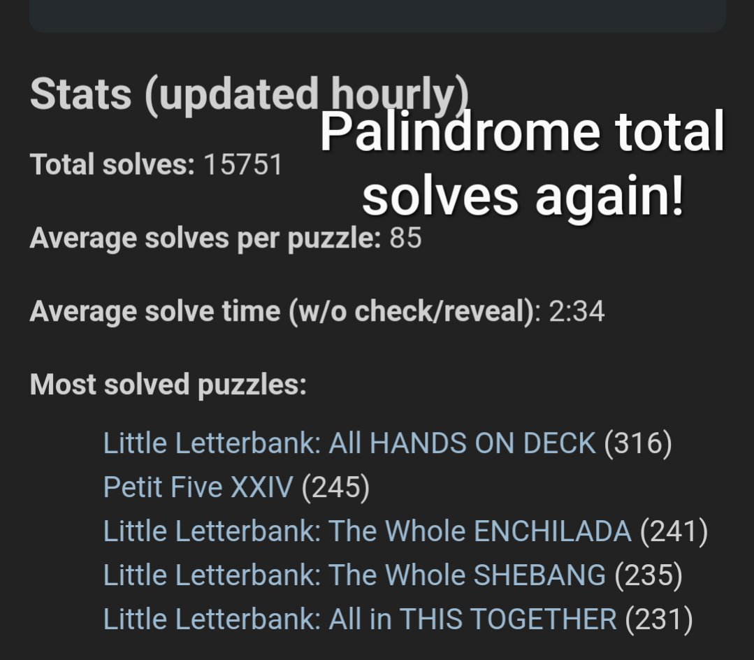 Palindromes and crosswords make me happy.