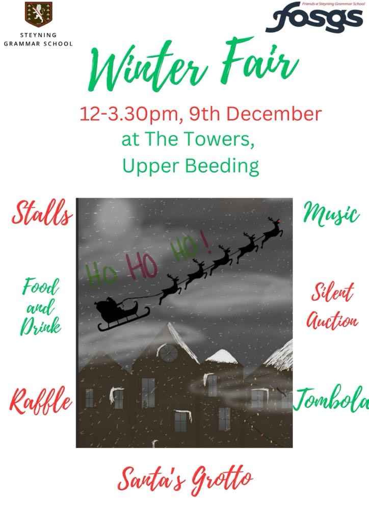 We are getting ready for the return of the SGS Winter Fair! Saturday 9th December 12-3:30pm at The Towers. We can't wait to see you all there 🎅🎄  #FestiveFun