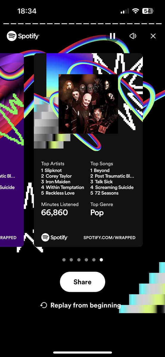 jordan555666's tweet photo. Turns out in life there are 3 certainties, death, taxes and that @slipknot &amp; @FuckFacePod will be number 1 on my Spotify wrapped for top artiest and podcast 😁😁😁 https://t.co/P4EyYMBQrF
