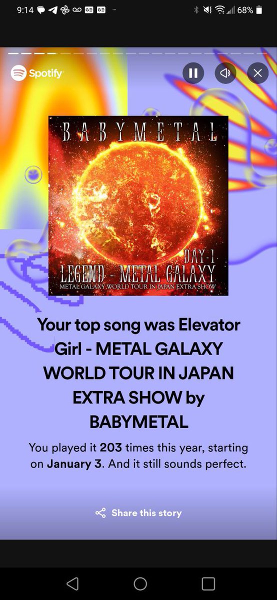 AletheasEye's tweet photo. For the 3rd straight year, Elevator Girl is my most played song. 

#BABYMETAL #FealtyToTheFoxGod #Metal #SpotifyWrapped2023 https://t.co/gWjfArLENZ