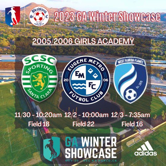 Check out our schedule for the <a href="/GAcademyLeague/">Girls Academy</a> Winter Showcase! ⬇️⬇️⬇️⬇️
