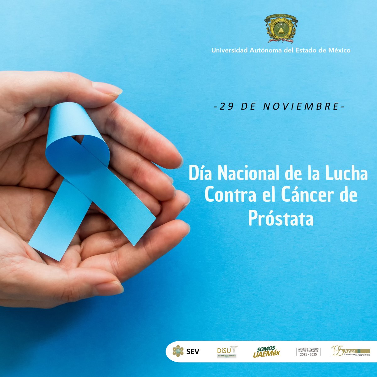 El #CáncerDeProstata es un tumor maligno que crece fuera de control en la glándula prostática. A nivel mundial, es la causa más frecuente de mortalidad en los varones. Fuente: SSaludEdoMéx.

#SaludUAEMéx
#SEV
#SomosUAEMéx💚💛