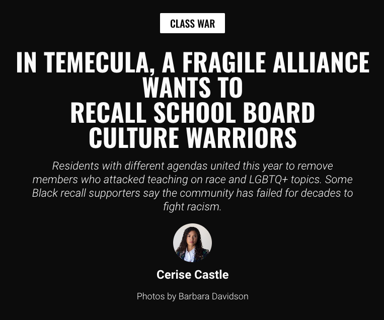 onetvpac's tweet photo. IN TEMECULA, A FRAGILE ALLIANCE WANTS TO RECALL SCHOOL BOARD CULTURE WARRIORS
Read: https://t.co/0QixnQ3VK5
https://t.co/0iTmmgAI7C
#RecallAll3
#RecallKomrosky
#RecallGonzalez
#RecallWiersma
#TVUSD #1tvpac #OneTemeculaValleyPAC #Temecula #TemeculaValley #Temeculacitycouncil https://t.co/cmjeGCcLnv