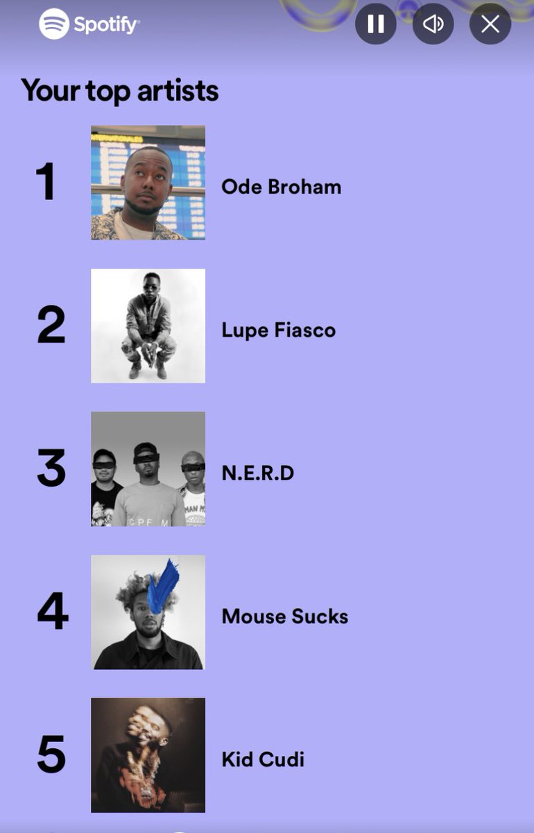 MouseSucks's tweet photo. Top 5 Top 5 Top 5 @Spotify https://t.co/XMJsyWEJSq