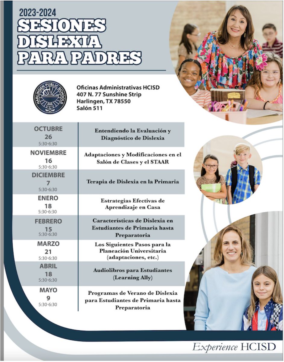 Dyslexia Parent Sessions provided by <a href="/HarlingenCISD/">HCISD</a> The Next session is scheduled for December 7th.