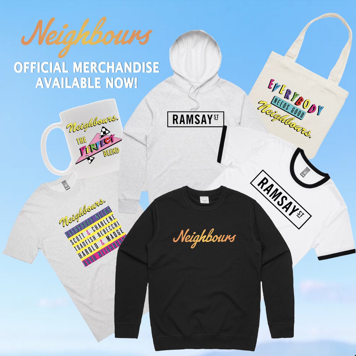 neighbours's tweet image. With the holiday season fast approaching, why not treat the Neighbours fans in your life (or yourself!) to some official merchandise? 

Check out the wide range of products available in your region: neighbours.com
